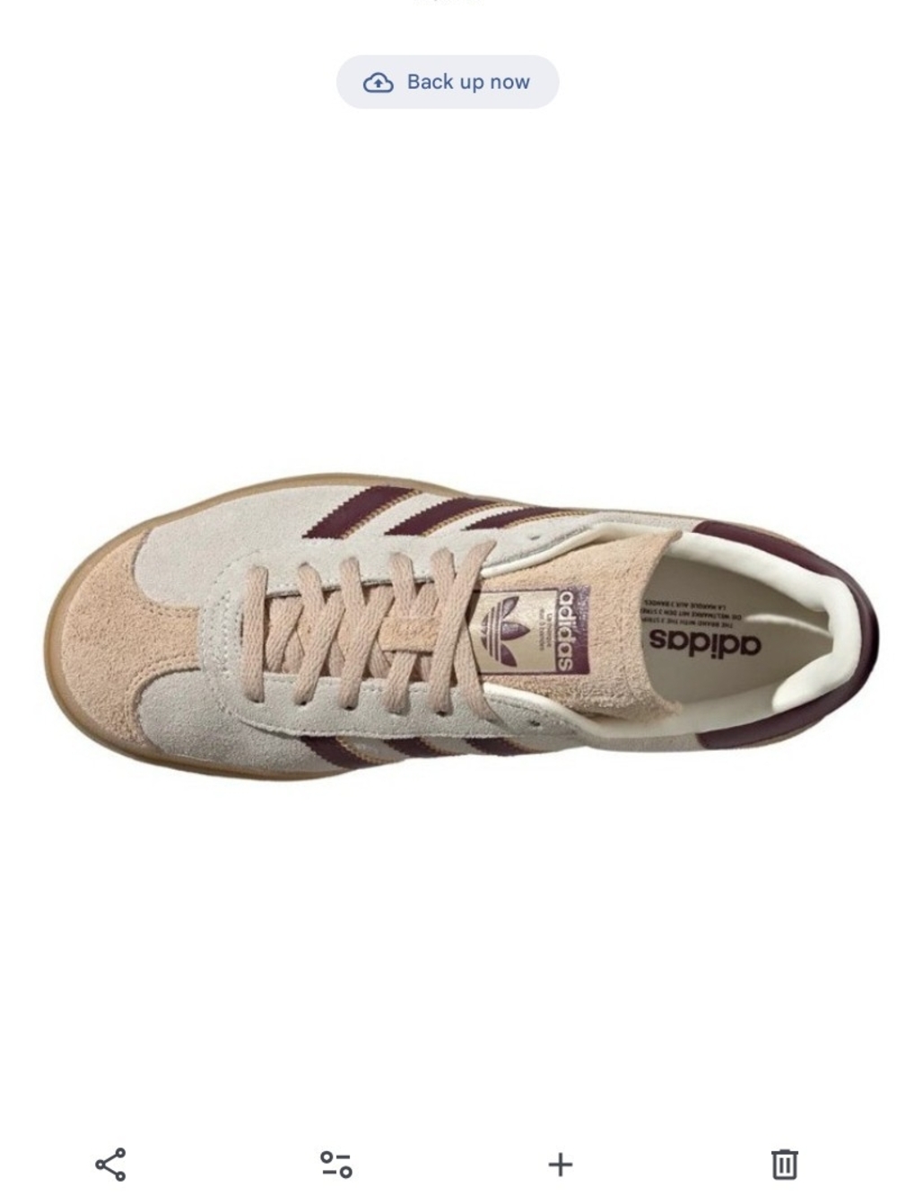 adidas Women’s Gazelle Platform Sneakers in Cream & Burgundy - Picture 2 of 5